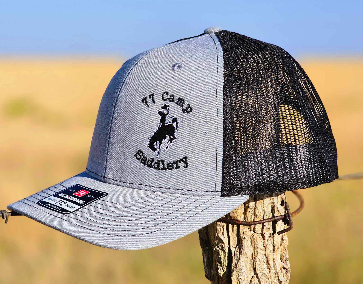 Grey & Black Cap with Bucking Horse Logo